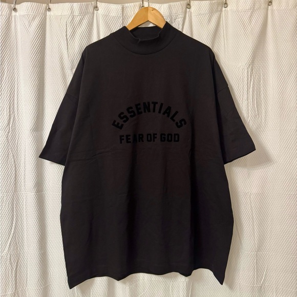 NWT FEAR OF GOD ESSENTIALS Black Bonded T-Shirt - M - Picture 1 of 9